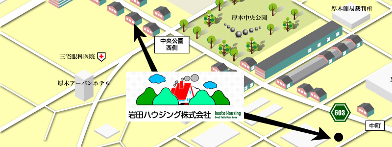 岩田ハウジングのアクセスマップ